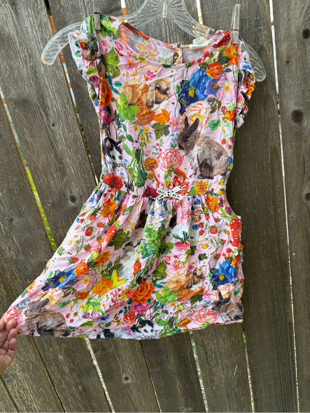 7-8 Nathalie Lete x H&M  Pink Floral & Bunny Print Casual Dress